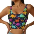 thumbnail image 1 of Naloa Colorful Dinosaur Sports Bras for Women, High Support Bra with Removable Pads, Comfortable - Large, 1 of 9