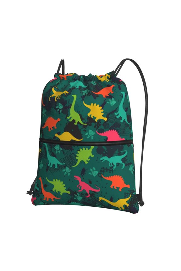 Colorful Dinosaurs Drawstring Backpack String Bag Cinch Water Resistant for Gym Shopping Sport Yoga