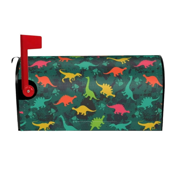 Naloa Colorful Dinosaurs Mailbox Covers Magnetic Post Box Cover Post Letter Box Cover Garden Decor-25.5x21 in