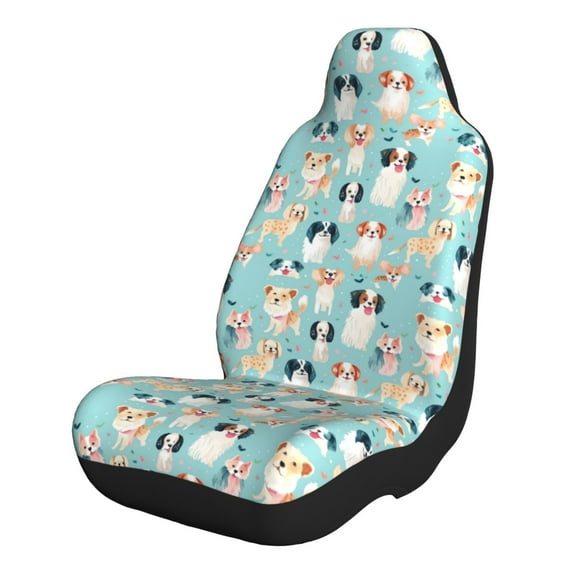 Naloa Colorful Dog Car Seat Covers 2PCs Front Car Seat Covers Universal fit for Most Cars SUVs and Trucks - 2 PCS