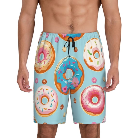 Naloa Colorful Donut Men's Short Pajama Pants, Lounge Comfort Shorts with Elasticized Waistband and Side Pockets - 3X-Large