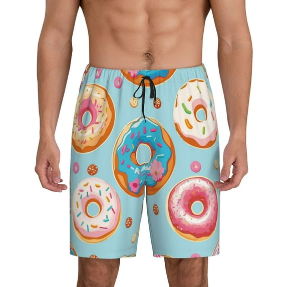 Naloa Colorful Donut Men's Short Pajama Pants, Lounge Comfort Shorts with Elasticized Waistband and Side Pockets - 4X-Large