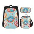 thumbnail image 1 of Naloa Colorful Donut Print Large Capacity Backpack Lunch Bag Pencil Case Combination 3 Piece Set for Student, 1 of 8