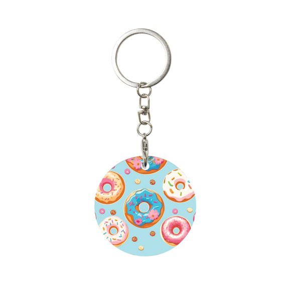 Naloa Colorful Donut Print Round Keychain Keychain Key Ring, Key Tag, Key Chain Bulk for Gift Accessories (Round)