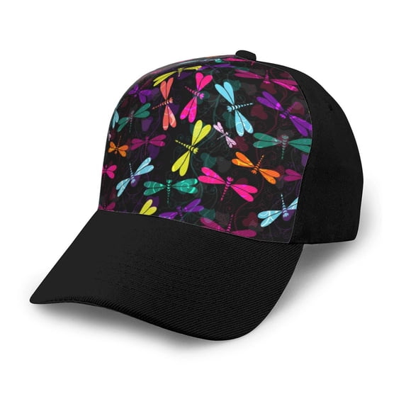 Naloa Colorful Dragonflies Adult adjustable Print Baseball Hat, Patchwork curved brim baseball capfor Men and Women, One Size