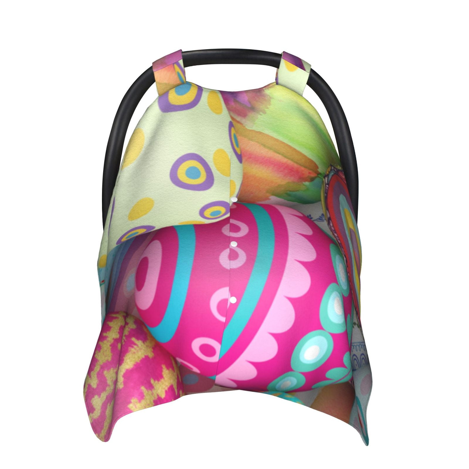 Naloa Colorful Easter Eggs Baby Car Seat Cover, Breathable Baby Carrier Cover, Multiuse Baby Carrier Cover & Nursing Breastfeeding Cover