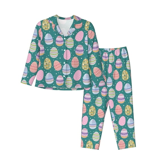 Naloa Colorful Easter eggs Pajamas for Women Set, Womens Pajama Sets, Lounge Sets for Women, 2pjs for Women-XX-Large
