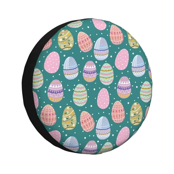 Naloa Colorful Easter eggs Tire Cover Wheel Protectors Tyre Covers Weatherproof Wheel Covers Universal Fit for Trailer Rv SUV Truck Camper Travel Trailers-15 inch