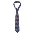 thumbnail image 1 of Naloa Colorful Fall Leaves Print Solid Color Tie Formal Necktie for Men，Suitable for business, daily life, work, 1 of 5