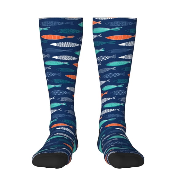 Naloa Colorful Fish 3 Thigh High Socks Extra Long Stretchy Sock Women Over Knee High Opaque Stocking Daily Wear