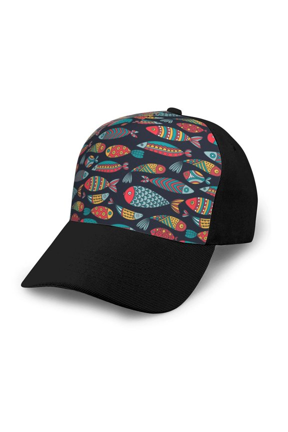 Colorful Fish Adult adjustable Print Baseball Hat, Patchwork curved brim baseball capfor Men and Women, One Size