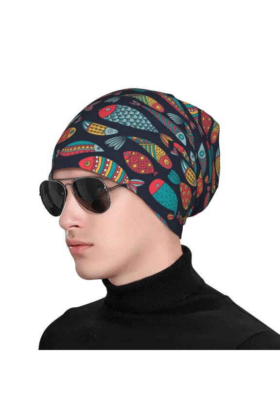 Colorful Fish Soft Beanie Hat, Knit Beanie Daily Beanie in Fine Knit for Women Men Winter Travel, Outdoor