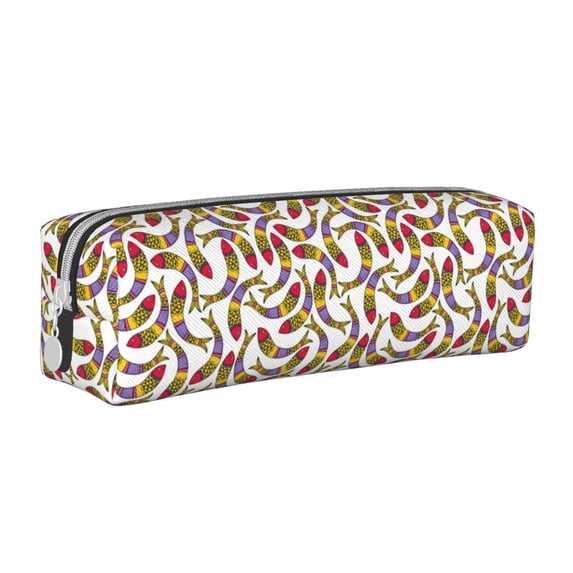 Naloa Colorful Fishes Leather Pencil Case, Makeup Pouch, Zipper Pouch for Daily Essentials, Storage Organizer, Cosmetics and Stationary Bag