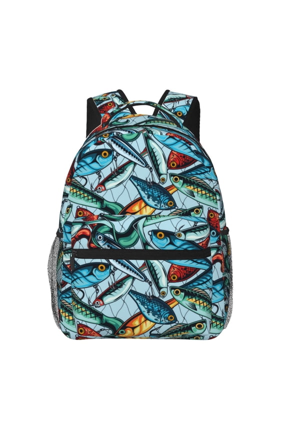 Colorful Fishing Baits Print Solid Color Tie Formal Necktie for MenSuitable for business, daily life, work