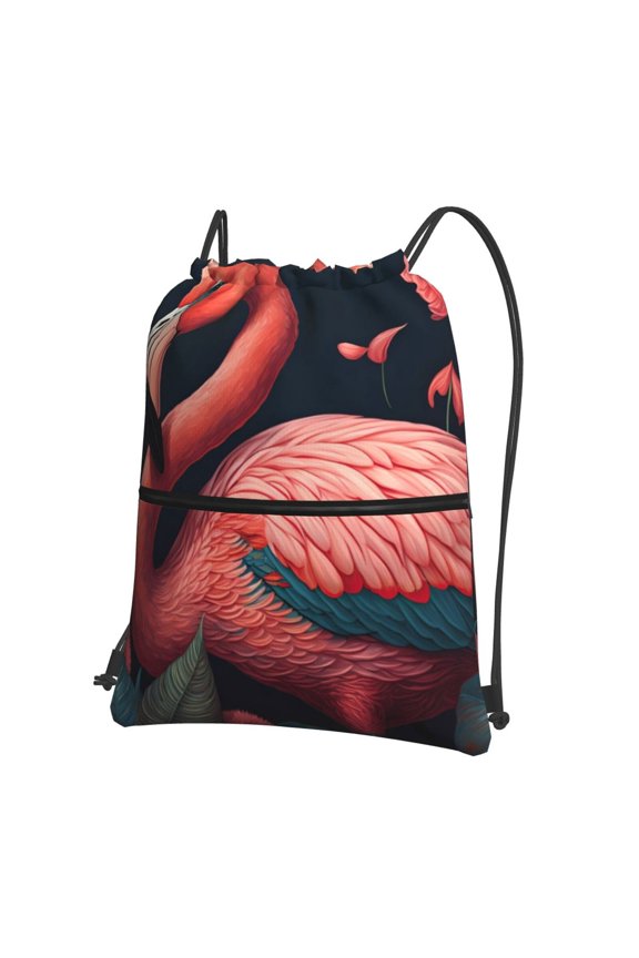 Colorful Floral Flamingo Drawstring Backpack String Bag Cinch Water Resistant for Gym Shopping Sport Yoga