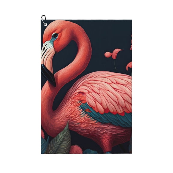 Naloa Colorful Floral Flamingo Golf Towel Golf Gift for Men and Women Golf Towel with Carabiner Clip to Quickly Remove Mud, Dirt and Sweat