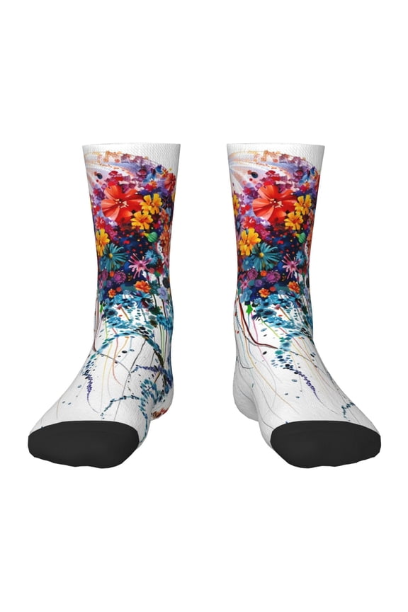 Colorful Floral Jellyfish Kids Socks Unisex Kids and Toddlers' Crew Socks, ,1 Pairs