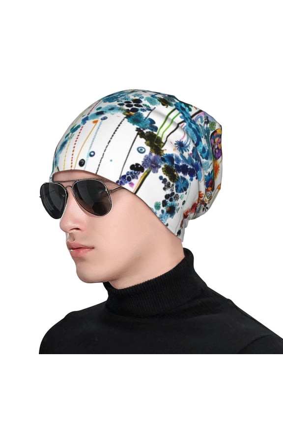 Colorful Floral Jellyfish Soft Beanie Hat, Knit Beanie Daily Beanie in Fine Knit for Women Men Winter Travel, Outdoor