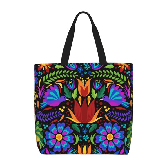 Naloa Colorful Floral Tote Bag for Women, Foldable Tote Bag With Zipper, Large Shoulder Bag, Top Handle Handbag for Travel, Work, Shopping