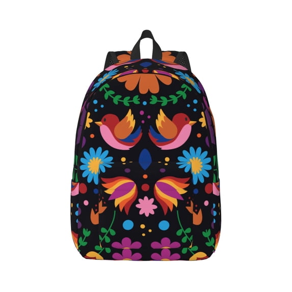 Naloa Colorful Floral2 Canvas Backpack for Men Women Rucksack Casual Travel Daypack College Tote Satchel Bookbag for Teens-Medium