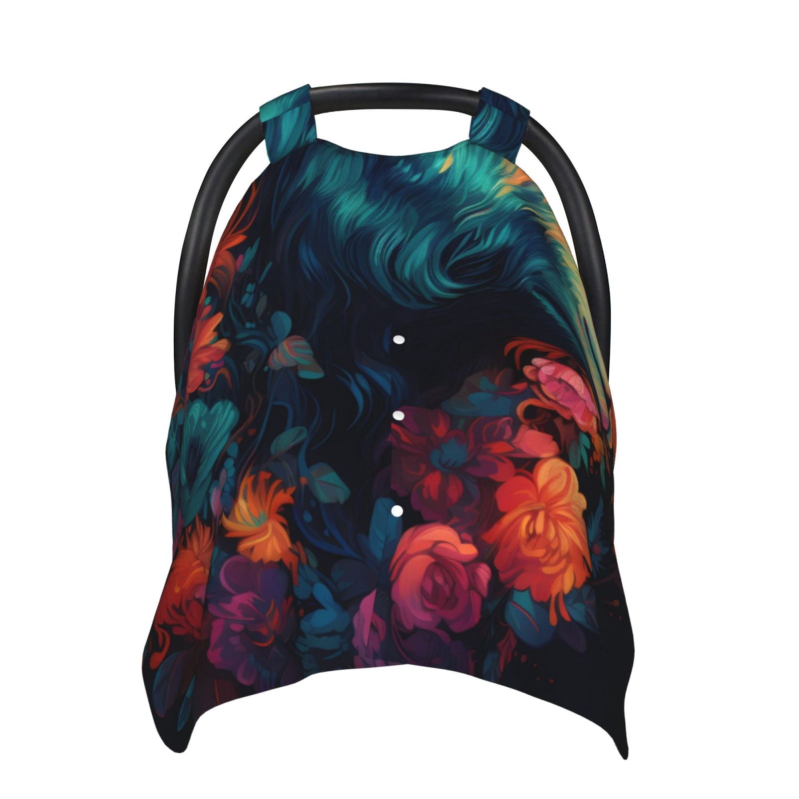 Naloa Colorful Flower Goat Baby Car Seat Cover, Breathable Baby Carrier Cover, Multiuse Baby Carrier Cover & Nursing Breastfeeding Cover