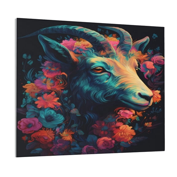 Naloa Colorful Flower Goat Print Canvas Bathroom Wall Art,Bathroom Wall Art Decoration, Canvas Poster Prints,Decorative Paintings for Living Room, Bathroom, Kids Room