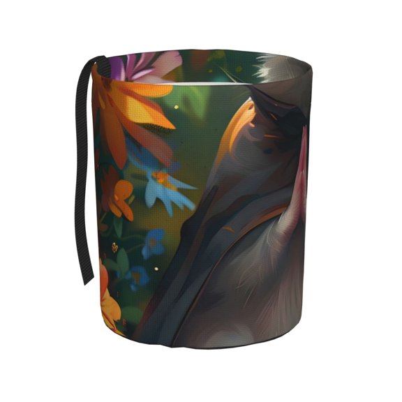 Naloa Colorful Flower Meditating Hamster Car Trash Can Garbage Car Accessories Trash Can Car Waste Bin for for Driver and Passenger Any Vehicle