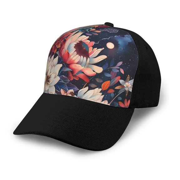 Naloa Colorful Flower Peacock Adult adjustable Print Baseball Hat, Patchwork curved brim baseball capfor Men and Women, One Size
