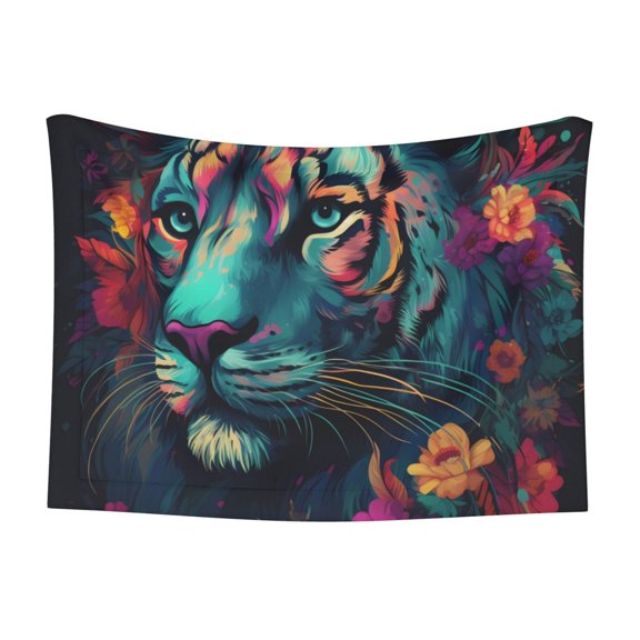 Naloa Colorful Flower Tiger Dog Blanket, 3 Sizes Cat Blanket for Indoor Cats Large Medium Small Dog Gifts-Small