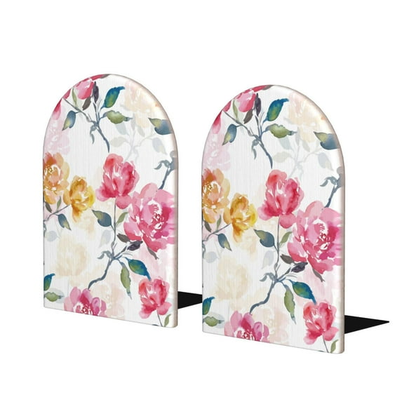 Naloa Colorful Flowers 2 Pcs Bookend Large Capacity Office Book Ends for Home Office Library School Study Decoration