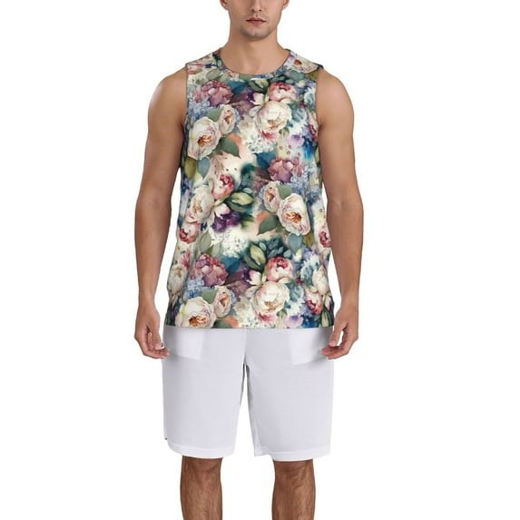 Naloa Colorful Flowers Basketball Jersey Reversible Men's Mesh Athletic Sports Shirts Training Practice S-4XL4X-Large