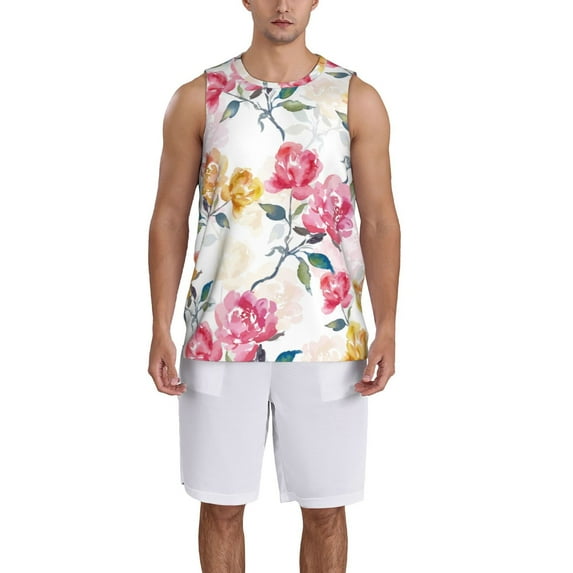 Naloa Colorful Flowers Basketball Jersey Reversible Men's Mesh Athletic Sports Shirts Training Practice S-4XLXX-Large