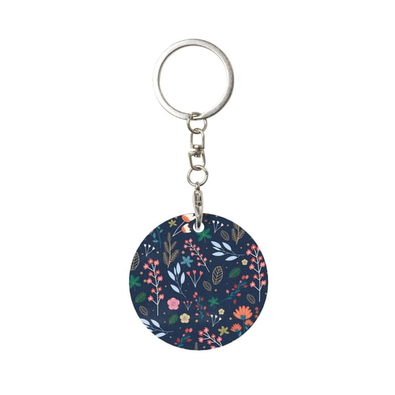 Naloa Colorful Flowers Print Round Keychain Keychain Key Ring, Key Tag, Key Chain Bulk for Gift Accessories (Round)