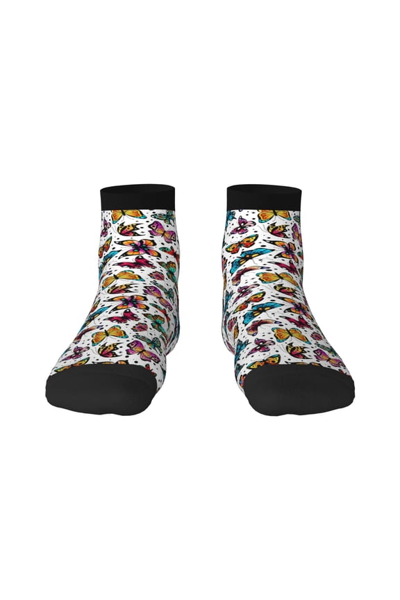 Colorful Flying Butterflies Ankle Socks for Women Non Slip Socks No Show Socks Classic Low Cut Casual Socks Casual Socks