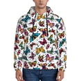 thumbnail image 1 of Naloa Colorful Flying Butterflies Men's Casual Hooded Collar Drawstring Hoodies Pullover Sweatshirts Casual Long Sleeve Shirts-4X-Large, 1 of 7