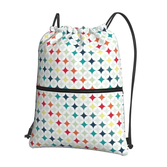 Naloa Colorful Geometric Drawstring Backpack String Bag Cinch Water Resistant for Gym Shopping Sport Yoga