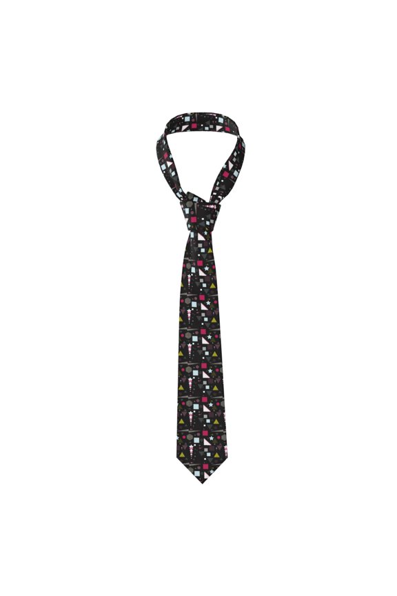 Colorful Geometry Print Solid Color Tie Formal Necktie for MenSuitable for business, daily life, work