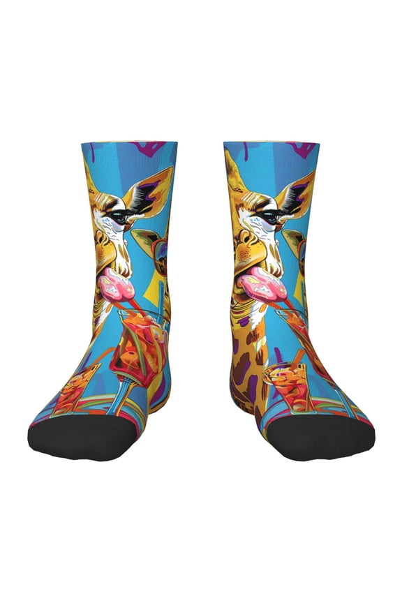 Colorful Giraffes with Drinks Kids Socks Unisex Kids and Toddlers' Crew Socks, ,1 Pairs