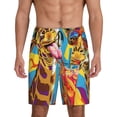 thumbnail image 1 of Naloa Colorful Giraffes with Drinks Men's Short Pajama Pants, Pj Shorts, Lounge Comfort Shorts-Medium, 1 of 6
