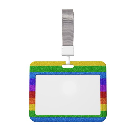 Naloa Colorful Glitter Rainbow Card Badge Holder Work Badge Sleeve for Office, School, Factory, ID Credit Cards, Driver Licenses and Passes
