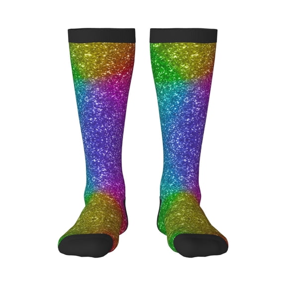 Naloa Colorful Glitter Thigh High Socks Extra Long Stretchy Sock Women Over Knee High Opaque Stocking Daily Wear