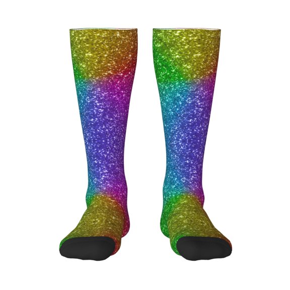 Naloa Colorful Glitter Thigh High Socks Extra Long Stretchy Sock Women Over Knee High Opaque Stocking Daily Wear