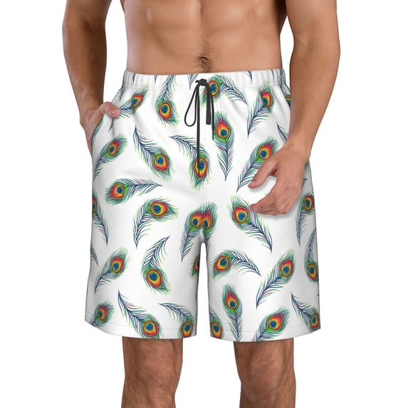 Naloa Colorful Grass Men's Beach Shorts, Surfing shorts, Swim trunks, Quick Dry Swim Trunks for Surfing Beach Fun - Large
