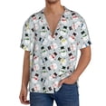 thumbnail image 1 of Naloa Colorful Hat Snowman Men's Loose Fit Cuban Collar Short-Sleeve Shirt, Hawaiian Shirts, Mens Shirts Casual for Everyday Wear Outings-Large, 1 of 5