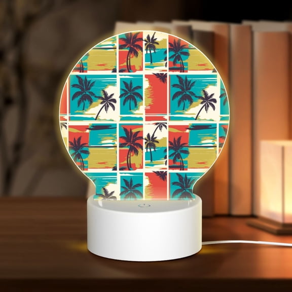 Naloa Colorful Hawaii Palms Acrylic LED Night Light Custom LED Lights Personalized Nightlight Customized Gifts for Family Couples Friends