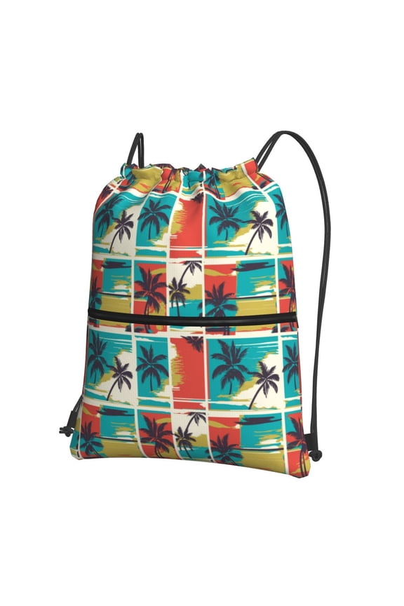 Colorful Hawaii Palms Drawstring Backpack String Bag Cinch Water Resistant for Gym Shopping Sport Yoga