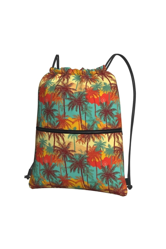 Colorful Hawaii Palms Drawstring Backpack String Bag Cinch Water Resistant for Gym Shopping Sport Yoga