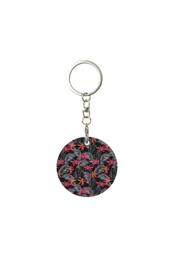 Colorful Hawaii Palms Print Round Keychain Keychain Key Ring, Key Tag, Key Chain Bulk for Gift Accessories (Round)
