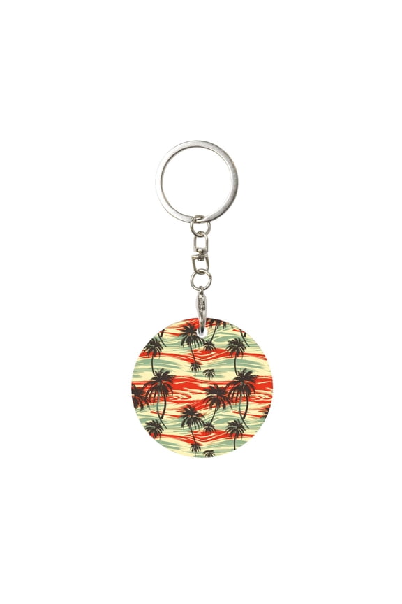 Naloa Colorful Hawaii Palms Print Round Keychain Keychain Key Ring, Key Tag, Key Chain Bulk for Gift Accessories (Round)