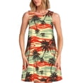 thumbnail image 1 of Naloa Colorful Hawaii Palms Print Women's Summer Spring Casual Beach Sundress,Vacation Sleeveless Tank Crewneck Loose Dresses, 1 of 7
